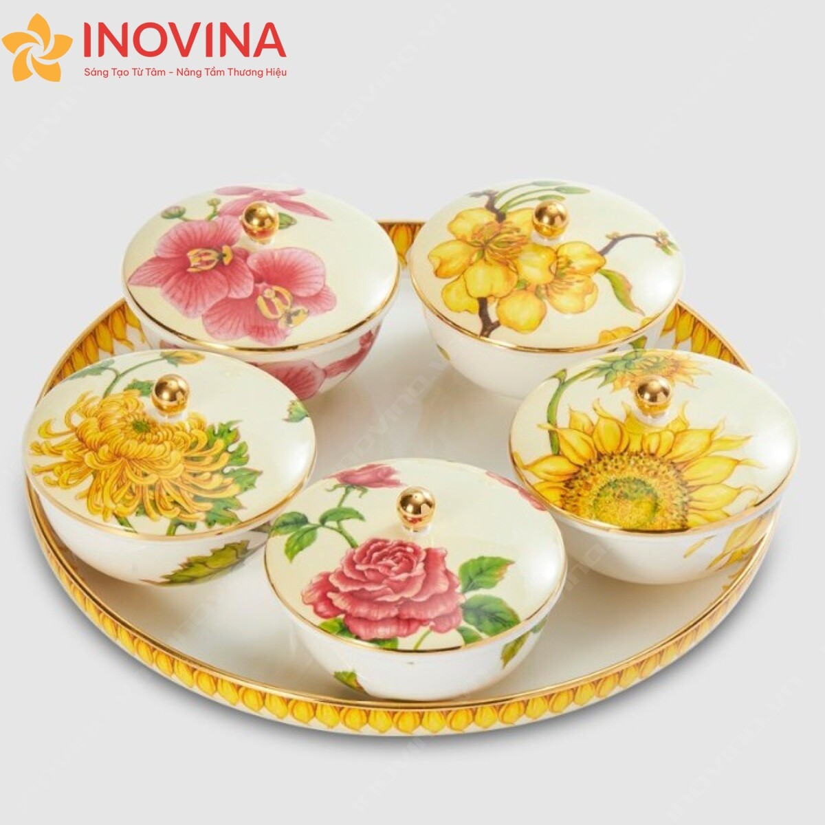 Khay Mứt Gốm Sứ Bát Tràng 2026 Mới Quà Tết 2026