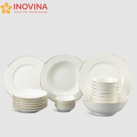 Bát Đĩa Minh Long Jasmine Chỉ Vàng