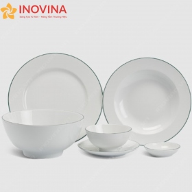 Bát Đĩa Minh Long Jasmine Chỉ Xanh