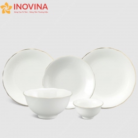 Bát Đĩa Minh Long Mẫu Đơn Chỉ Vàng