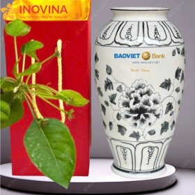 Bình hoa gốm Bát Tràng hoa Cúc quân tử