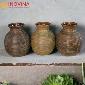 Bình Hoa Gốm Họa Tiết Vân Sóng