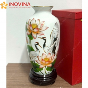 Bình hoa gốm sứ Bát Tràng Sen Cò