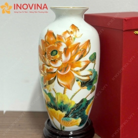Bình hoa gốm sứ Bát Tràng Sen Đại