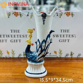Bình hoa gốm sứ Chim Công Có Đế