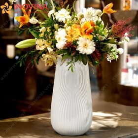 Bình Hoa Men Ngọc Sương Mờ Vẽ Vàng