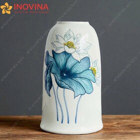 Bình Hoa Sứ Dáng Tròn Bầu Cổ Ngắn Đáy Bằng