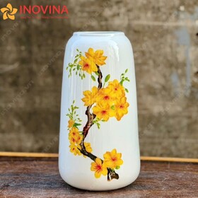 Bình Hoa Sứ Dáng Tròn Bầu Cổ Ngắn