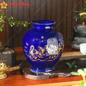 Bình Hút Lộc Bát Tràng Mã Đáo Thành Công Vẽ Vàng