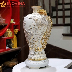 Bình Hút Lộc Bát Tràng Phượng Hoàng Dát Vàng 24K