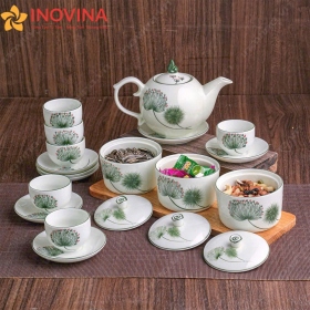 Bộ Ấm Trà Bát Tràng Ngọn Lửa Hoa Cỏ May