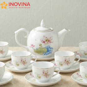 Bộ Ấm Trà Bát Tràng Ngọn Lửa Sen Hồng Mới