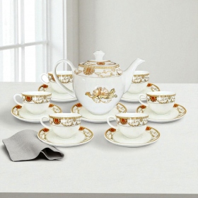 Bộ ấm trà Minh Châu vẽ vàng kim