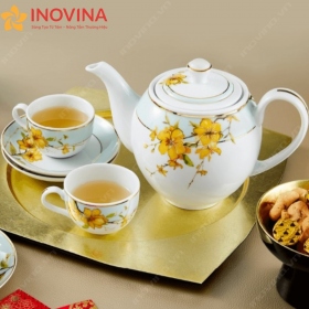 Bộ ấm trà Minh Long Camellia Hoa Mai