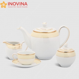 Bộ ấm trà Minh Long Camellia Hương Biển kem