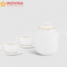 Bộ ấm trà Minh Long Jasmine Viền Chỉ Vàng