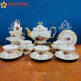 Bộ Ấm Trà Phong Cách Châu Âu Hoa Hồng