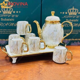 Bộ Ấm Trà Sứ Xương Trang Trí Vàng Subaishi Rami Loveu