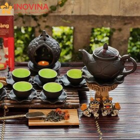 Bộ Ấm Trà Tử Sa Bát Tràng Cánh Hoa Sen