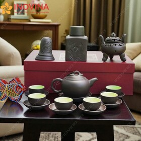 Bộ Ấm Trà Tử Sa Bát Tràng Dáng Quả Đào