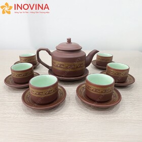 Bộ Ấm Trà Tử Sa Bát Tràng Dáng Tích Chim Lạc