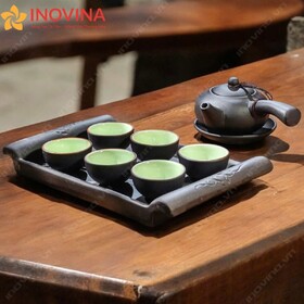 Bộ Ấm Trà Tử Sa Bát Tràng Tay Ngang