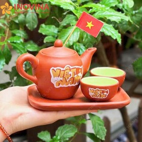 Bộ Ấm Trà Tử Sa Bát Tràng Tôi Yêu VN