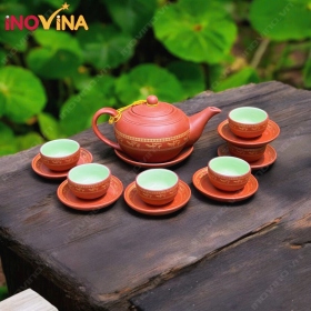Bộ ấm trà Tử Sa Dáng quả bưởi Chim Lạc