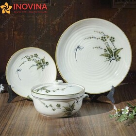 Bộ Bát Đĩa Bát Tràng Hoa Chuồn