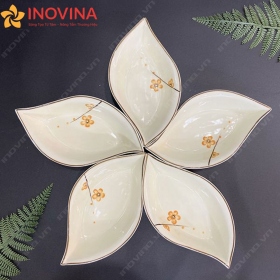 Bộ Bát Đĩa Hoa Mặt Trời Bát Tràng Cánh Hoa