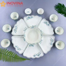 Bộ Bát Đĩa Hoa Mặt Trời MC Hoa Sen Xanh