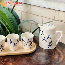 Bộ Bình Ly Sứ Bát Tràng Vẽ Chuồn