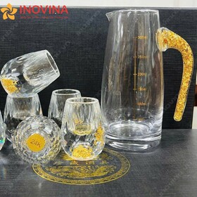 Bộ Bình Ly Thủy Tinh Cao Cấp 300ML Trang Trí Vàng Lá 24K