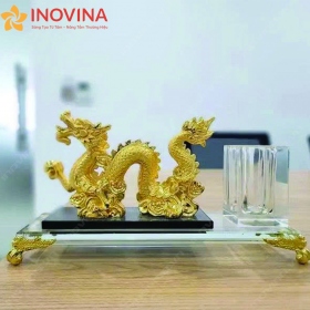 Bộ Cắm Bút Rồng Mạ Vàng