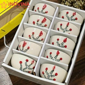 Bộ chén Bát Tràng Hoa Đỏ