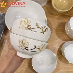 Bộ chén Bát Tràng Hoa Lan