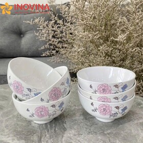 Bộ Chén Sứ Trắng Hoa Hồng