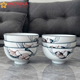 Bộ Chén Sứ Trắng Lá Bạch Quả