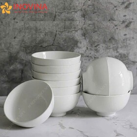 Bộ Chén Sứ Trắng Tròn Trơn