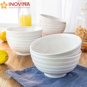 Bộ Chén Sứ Trắng Vân Sọc