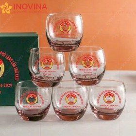 Bộ Ly Thủy Tinh Tròn Thấp Màu Nâu