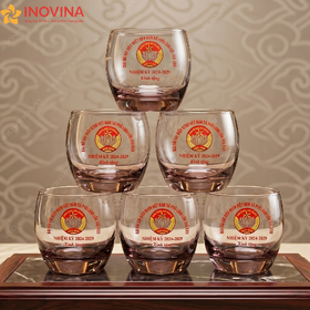 Bộ Ly Thủy Tinh Tròn Thấp Màu Nâu