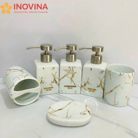 Bộ Phụ Kiện Nhà Tắm Gốm Sứ Dáng Vuông