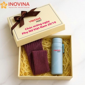 Bộ Quà Tặng 20/10 Bình Giữ Nhiệt Và Khăn Choàng Cổ