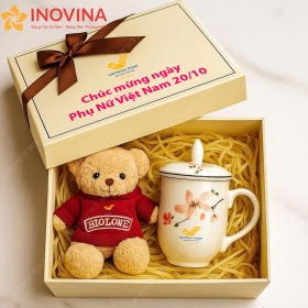 Bộ Quà Tặng 20/10 Ly Sứ Và Gấu Bông