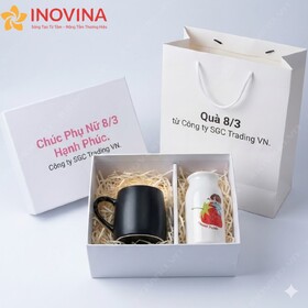 Bộ Quà Tặng 8/3 Ly Sứ Và Bình Hoa Nhỏ