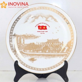 Đĩa Trưng Bày Vẽ Trang Trí Vàng