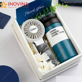 Giftset Bình Giữ Nhiệt Và Quạt Mini Cầm Tay