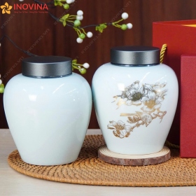 Hũ Đựng Trà Bát Tràng Dáng Chum Hoa Lan