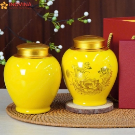 Hũ Đựng Trà Bát Tràng Dáng Chum Sen